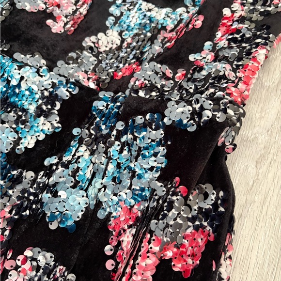 Dress the Population Black and Blue Lindsay Velvet Sheath Floral Mini Dress - Picture 3 of 9